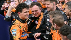 Lando Norris celebrates with McLaren team in Australian Grand Prix