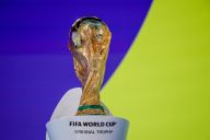 The FIFA World Cup trophy on display in Zurich ahead