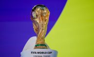 The FIFA World Cup trophy on display in Zurich ahead