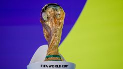 The FIFA World Cup trophy on display in Zurich ahead