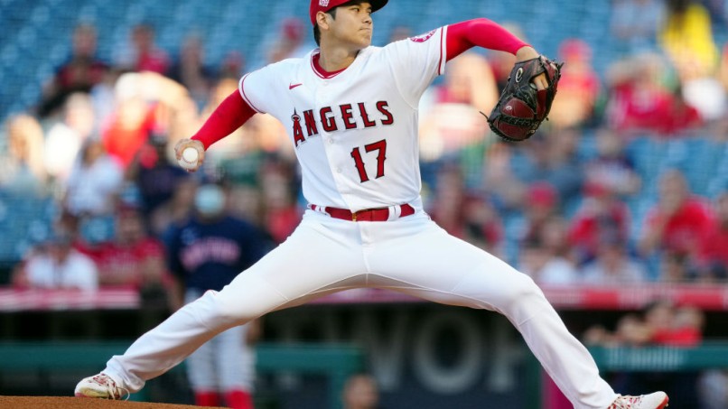 Shohei Ohtani pitches against the Red Sox