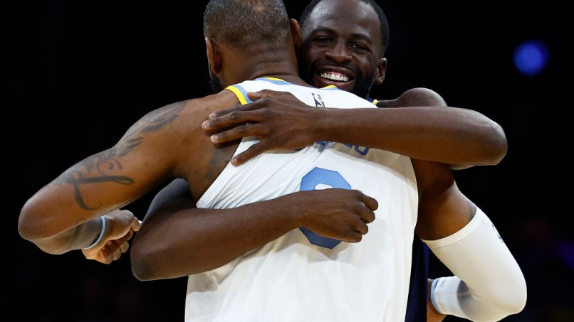 James and Green -- Golden State Warriors v Los Angeles Lakers