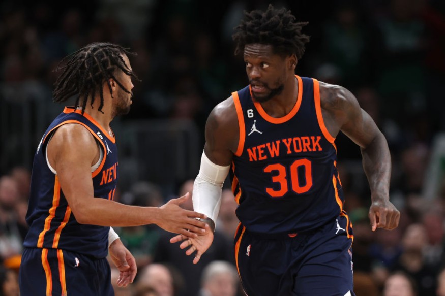 Julius Randle and Jalen Brunson - New York Knicks v Boston Celtics