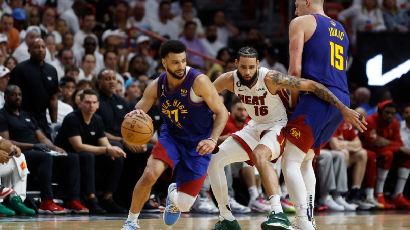 Jamal Murray and Nikola Jokic - 2023 NBA Finals - Game Three