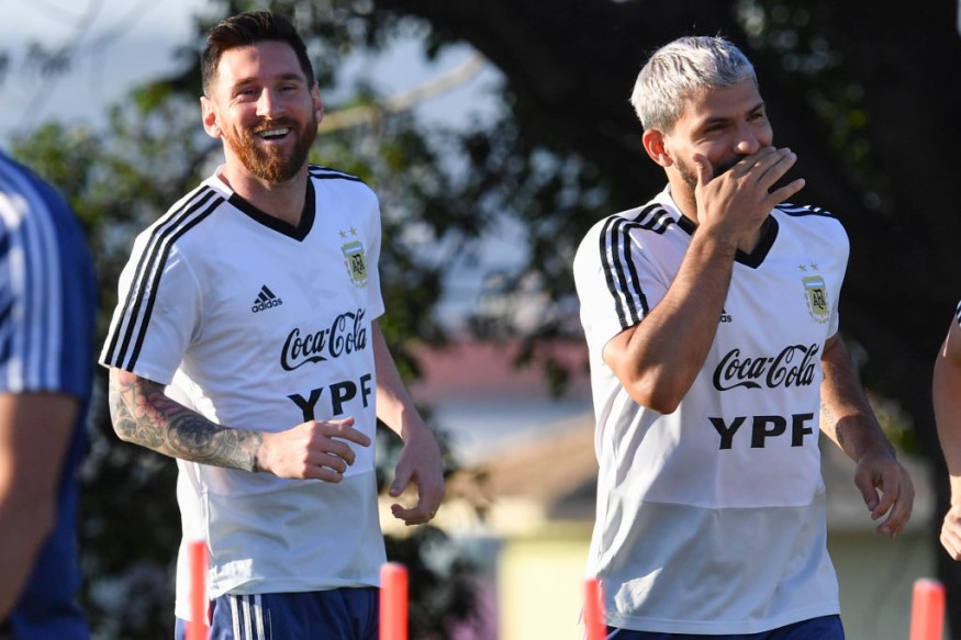 LIONEL MESSI, SERGIO AGUERO - FBL-COPA AMERICA-2019-ARG-TRAINING