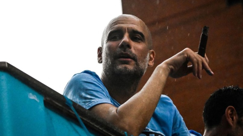 PEP GUARDIOLA - FBL-EUR-ENG-C1-PR-FA CUP-MANCITY-PARADE
