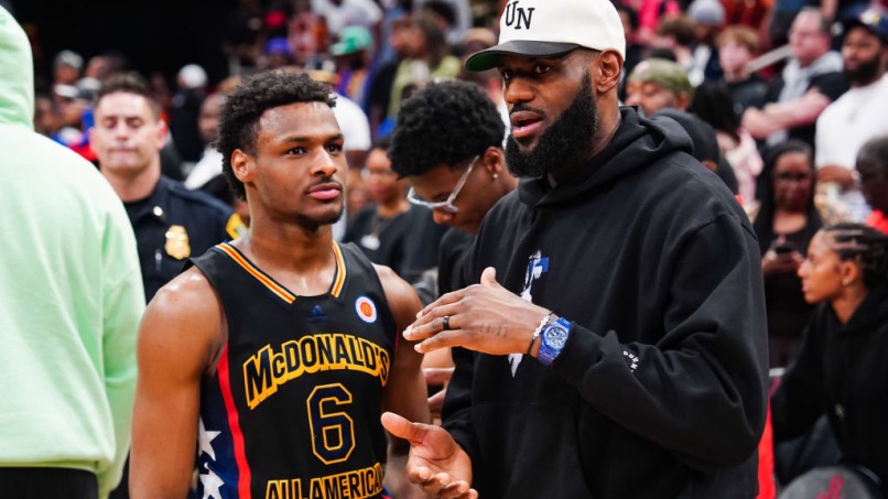 Bronny James and LeBron James - 2023 McDonald's All American Game