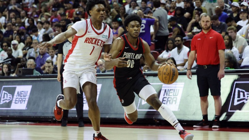 Amen Thompson and Scoot Henderson - 2023 NBA Summer League - Portland Trail Blazers v Houston Rockets