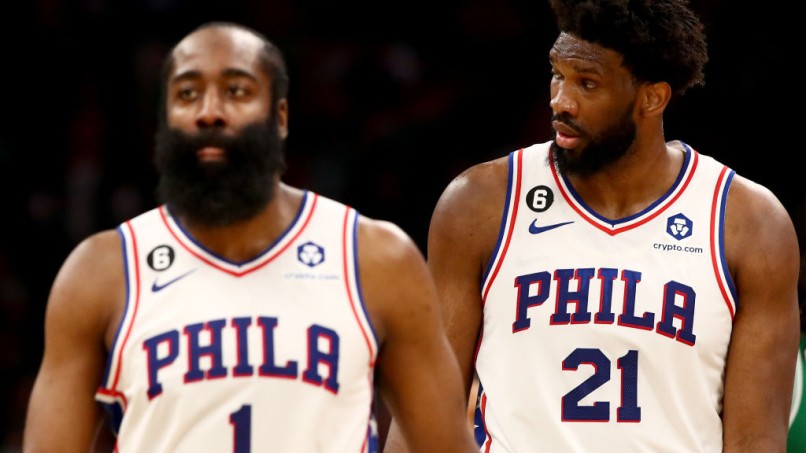 James Harden and Joel Embiid of the Philadelphia 76ers