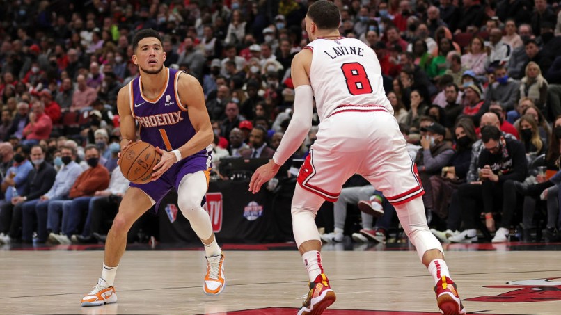 Devin Booker and Zach LaVine - Phoenix Suns v Chicago Bulls
