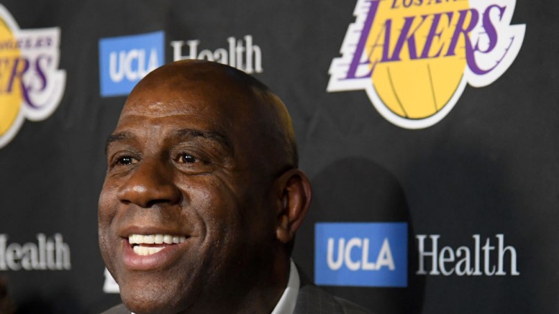 Magic Johnson - Portland Trail Blazers v Los Angeles Lakers