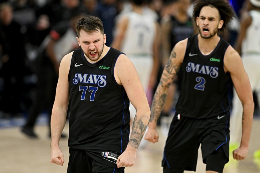 Luka Doncic and Dereck Lively II - Dallas Mavericks v Minnesota Timberwolves - Game Two