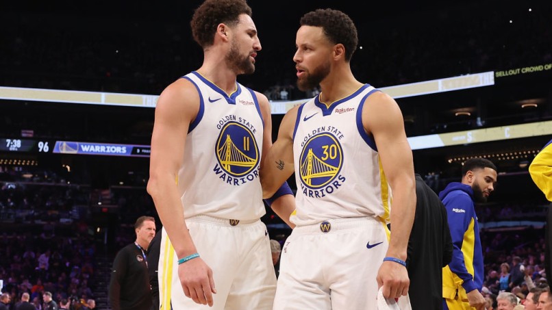 Klay Thompson and Stephen Curry - Golden State Warriors v Phoenix Suns