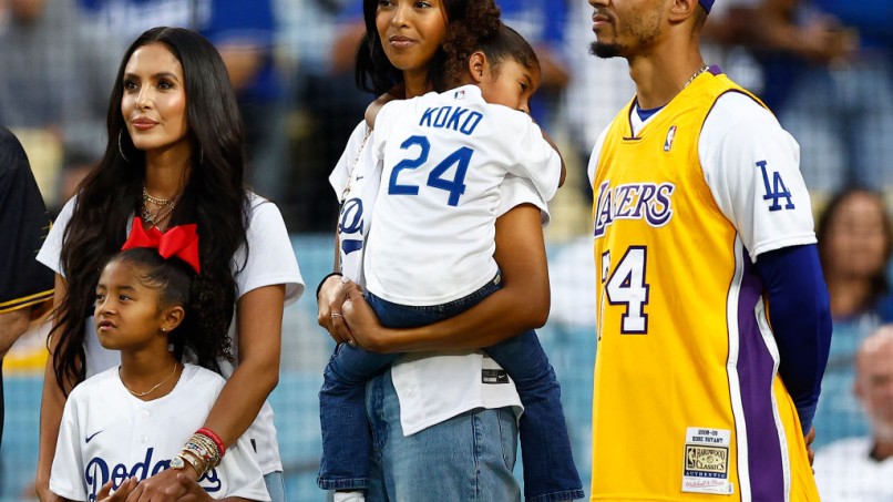 Vanessa Bryant, Bianka Bryant, Natalia Bryant, Capri Bryant and Mookie Betts - Atlanta Braves v Los Angeles Dodgers